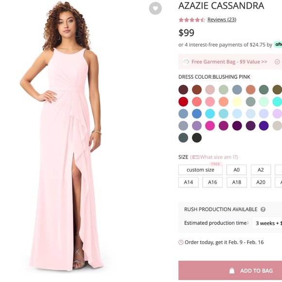 Azazie Cassandra in Blushing Pink - Petite XXS - Picture 3 of 7